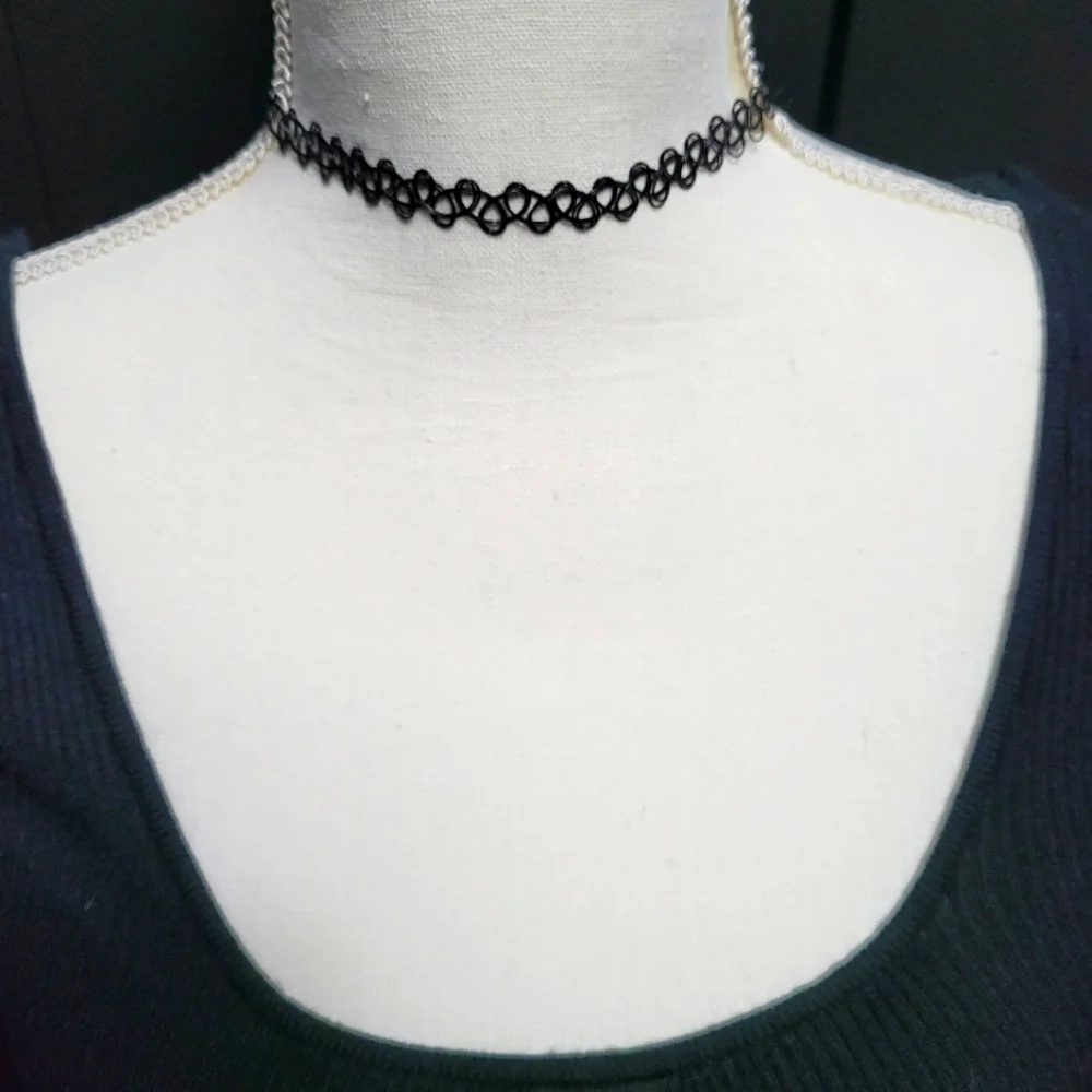 Set of 2 black choker necklaces